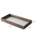 Axyaa Begonia Glass Tray: Walnut Wooden Tea Tray for Storage and Display