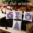 Axyaa Christmas Purple Decorative Pillow Covers for Sofa, Bedroom, Car