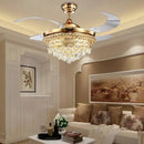 Axyaa Crystal Remote Control Chandelier Ceiling Fan Light for Living Room, Bedroom, Dining Room