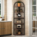 Axyaa Rustic 6-Tier Corner Bookshelf: 71" Tall Plant Stand & Display Rack