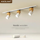 Axyaa Nordic Wooden 3 Head LED Track Light for Indoor Decor