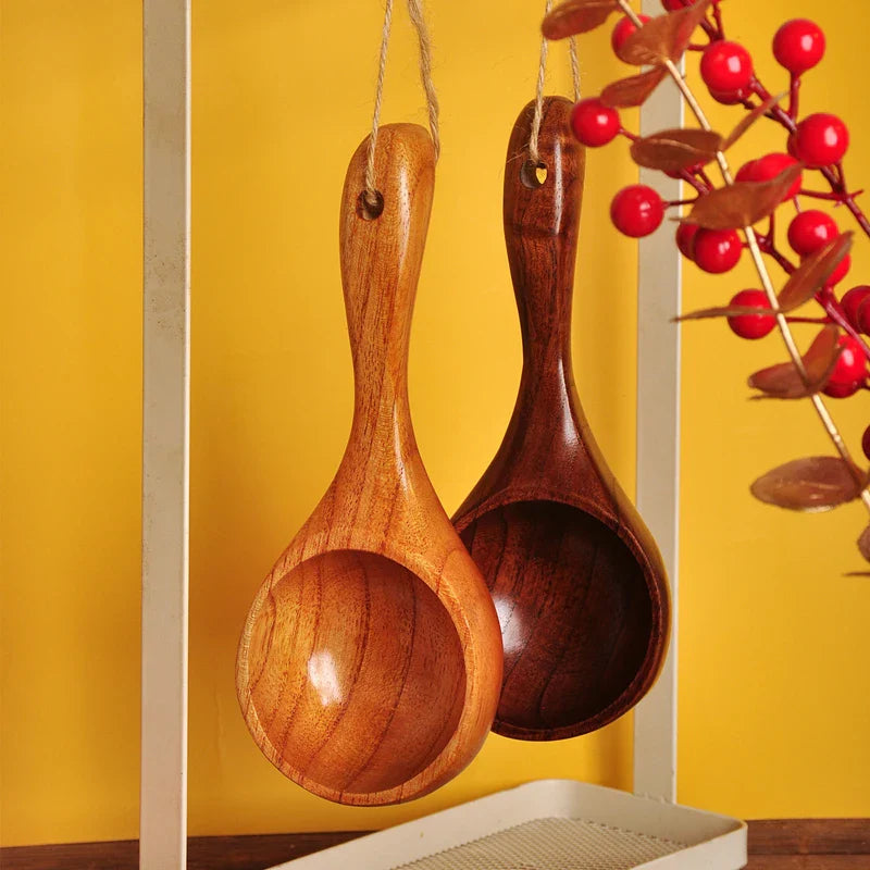 Axyaa Wooden Ramen Spoon Ladle Set - Japanese Style Kitchen Tableware