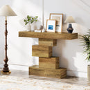 Axyaa Farmhouse Wood Console Table with Geometric Base for Entryway & Living Room