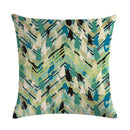 Axyaa Geometric Linen Pillowcase - Graffiti Style Decorative Cushion Cover