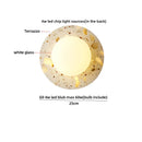 Axyaa White Glass LED Wall Light Fixture Terrazzo Stone Pull Chain Switch Home Decor