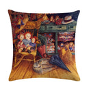 Axyaa Floral Print Linen Pillowcase 45*45cm for Home Decor