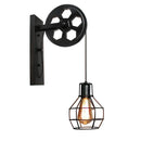 Axyaa Retro Industrial LED Wall Lamp with Adjustable Iron Pulley