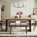 Axyaa Rustic Wood Dining Table, Seats 6-8, 70.9-Inch Rectangular, Black Legs