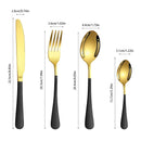 Axyaa 24-Piece Gold & Black Stainless Steel Cutlery Set
