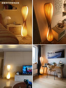 Axya Silent Wind Floor Lamp with Pleated Wooden Shade for Home Decor