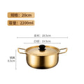 Axyaa Stainless Steel Ramen Pot with Golden Cover - Double Ears Cookware
