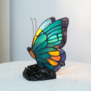 Mediterranean Butterfly Stained Glass Table Lamp by Axyaa for Vintage Living Room