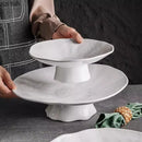 Axyaa High Footed Dessert Plate - Ceramic Molecular Cuisine Kitchen Tableware