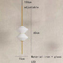 Axyaa Modern White Glass LED Pendant Lamp with Adjustable Black Gold Metal Wire