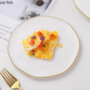 Axyaa Bead Edge Ceramic Steak Pasta Fruit Plate Set for Molecular Cuisine