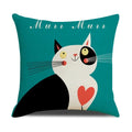Funny Cats Print Pillow Case for Home Decor by Axyaa: 45x45cm Linen Cover