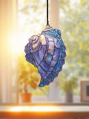 Seashell Sun Catcher Purple Conch Abalone Shell Window Decor Hanging Ornament Axyaa