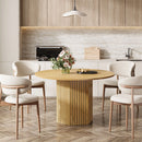 Axyaa 47-Inch Round Farmhouse Dining Table for 4-6 People, Industrial Kitchen Dinner Table