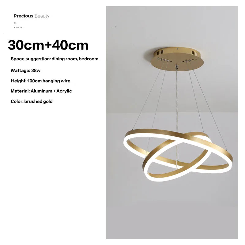 Axyaa Black LED Ring Chandelier Ceiling Light, Modern Circular Pendant for Kitchen, Living, and Dining Rooms.