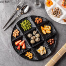 Axyaa Stone Patterned Ceramic Dessert Plate Set - Nine Grid Molecular Cuisine Tableware