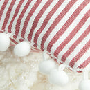 Axyaa Striped Pattern Ball Edge Pillow Case 45x45cm for Living Room Sofa