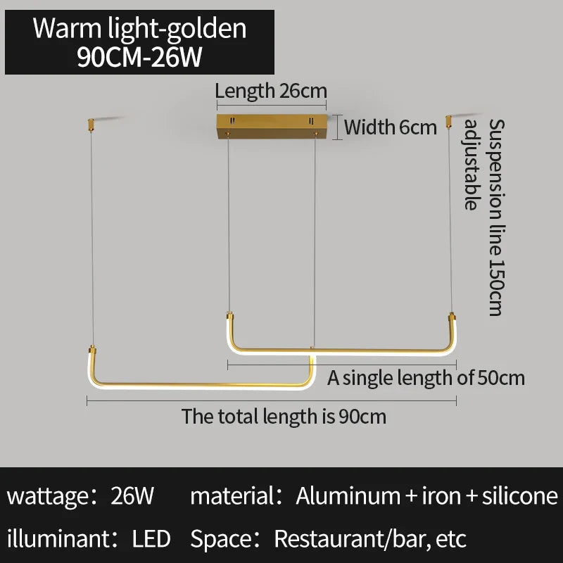 Axyaa Gold Pendant Light: Modern, Energy-Efficient, Adjustable for Dining Room