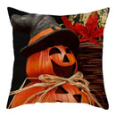 Axyaa Nightmare Pumpkin Ghost Print Linen Throw Pillow Cover for Home Sofa, 45x45cm