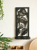 Black Gothic Leaf Pattern Wall Shelf by Axyaa - Crystal Display for Home Decor