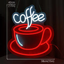Axyaa 15" Coffee Neon Light Sign - Transparent Acrylic Cup Art for Bar Business