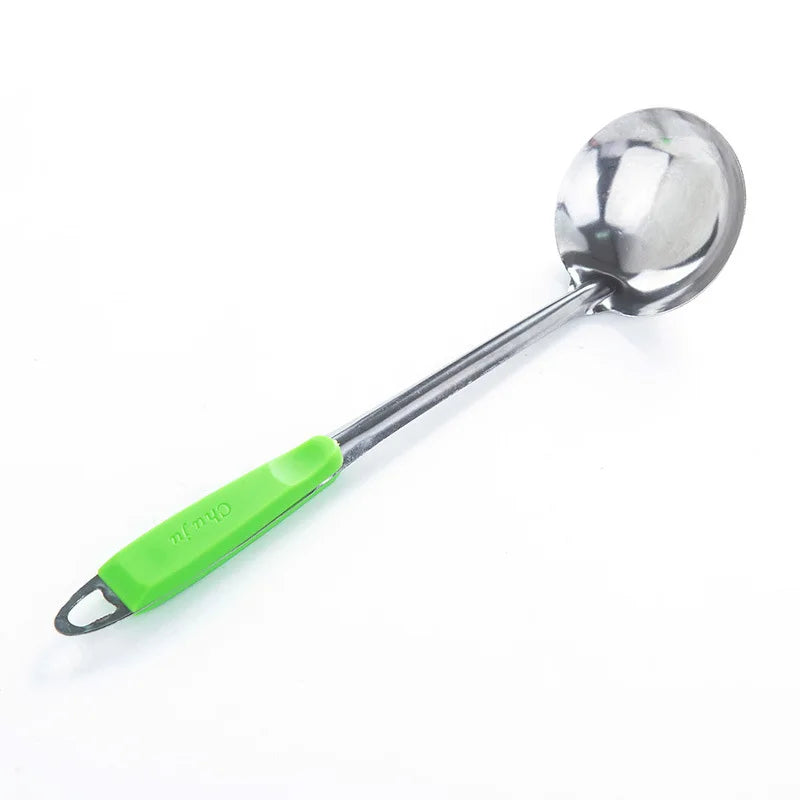 Axyaa Stainless Steel Ladle Strainer with Plastic Handle and Handing Hole