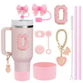 Axyaa Stanley Cup Accessories Set with Straw, Brush, Flower Charm, Stopper, and Boot.