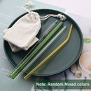 Axyaa Glass Straws Set with Cleaning Brush | Stylish Reusable Bent & Straight Straws