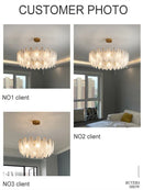 Axyaa Glass Feather Chandelier: Modern Luxury Lighting for Living Dining Room