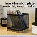 Axyaa Metal Pen Holder Storage Box Grid Student Desk Stationery Organizer