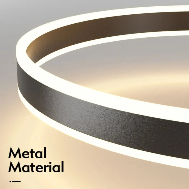 Axyaa Modern Black White Ring LED Ceiling Lamp for Bedroom & Living Room