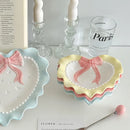 Axya Love Bow Jewelry Display Tray Ceramic Plate Wavy Edge Home Decor Props