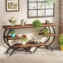 Axyaa Industrial 3-Tier C-Shaped End Table with Storage Shelves