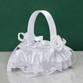 Axyaa Lace White Flower Girl Basket for Wedding & Bridal Events