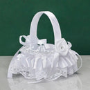 Axyaa Lace White Flower Girl Basket for Wedding & Bridal Events