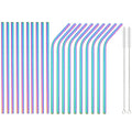 Axyaa Stainless Steel Straw Set: 20 Reusable Drinking Straws for Bar Party