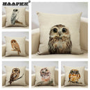 Axyaa Owl Linen Cushion Cover 45x45cm - Elegant Sofa Pillowcase for Any Occasion