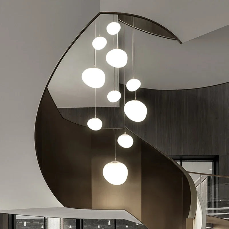 Axyaa Cobblestone Ceiling Chandelier Hanging Light Fixture for Villa Hotel Loft Stair Lighting