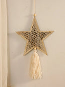 Ramadan Wooden Ornaments, Moon & Star Wall Decor with Tassel - Axyaa Eid Muslim Gift