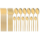 Axyaa 24-Piece Stainless Steel Dinnerware Set - Knife Fork Spoon Silverware Tableware