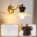 Axyaa Vintage Copper Arm LED Wall Light with Wood Handle for Living Room