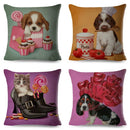 Axyaa Cartoon Pet Dog Print Pillow Covers 45x45cm for Home and Car Decor