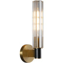 Axyaa Brass Clear Crystal LED Wall Sconces, Modern Indoor Wall Lights