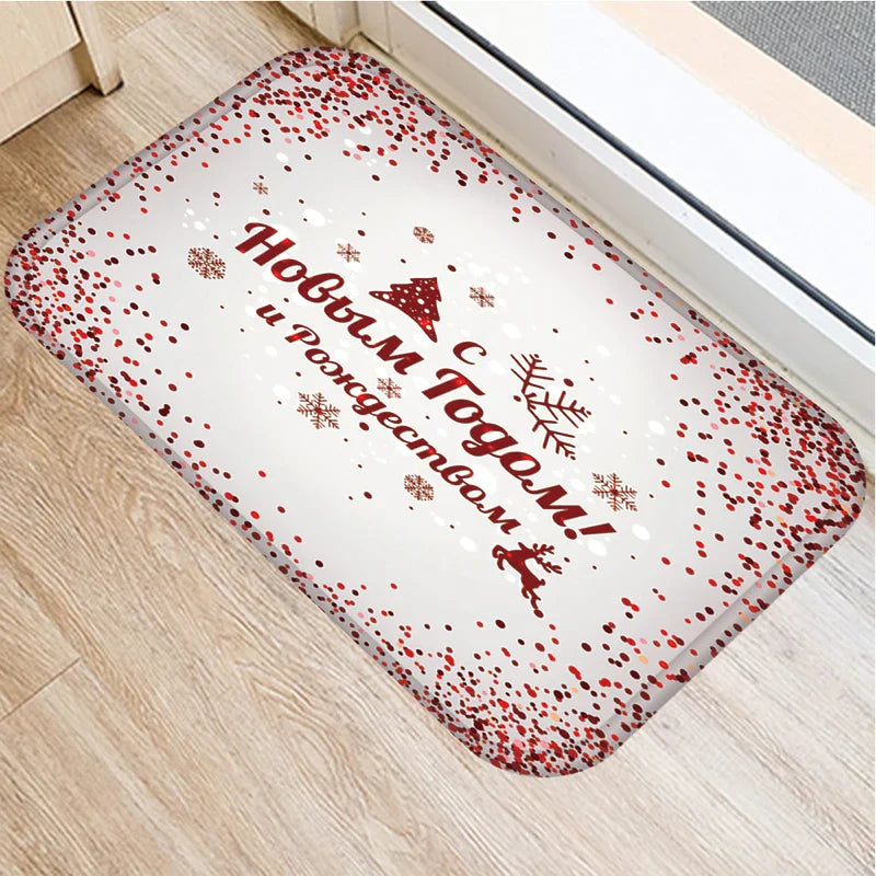 Axyaa Christmas New Year Home Decor Entrance Door Mat Non-Slip Living Room Hallway Carpet