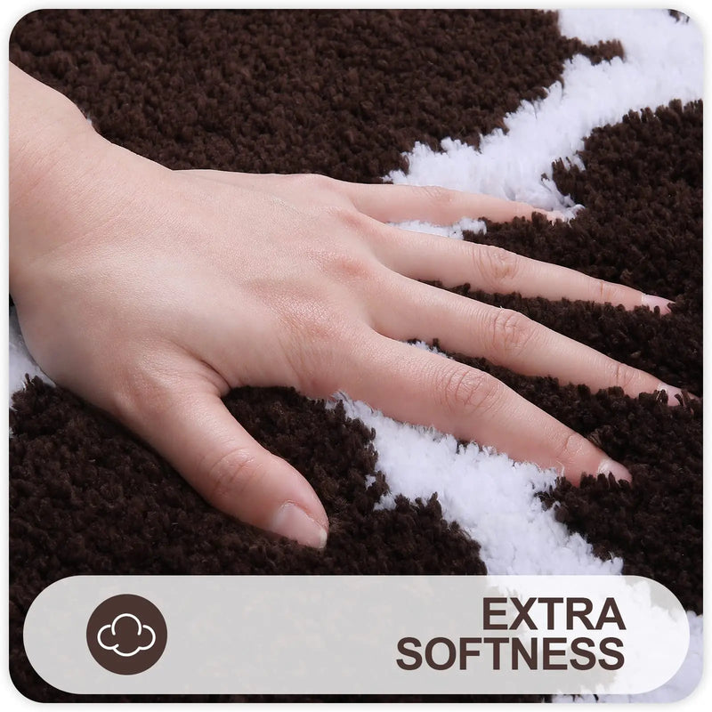 Axyaa Soft Shaggy Bathroom Mat Set - 2 Pcs Non-Slip Plush Toilet Rug