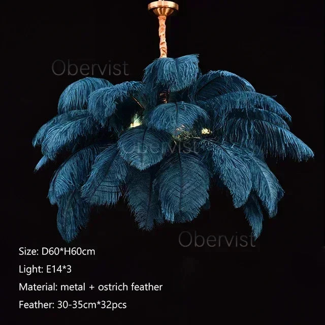 Axyaa Nordic Ostrich Feather Art Chandelier for Home Decoration